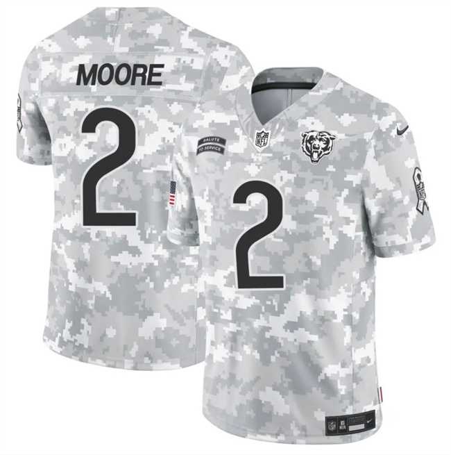 Men%27s Chicago Bears #2 DJ Moore 2024 F.U.S.E Arctic Camo Salute To Service Limited Stitched Football Jersey Dzhi->chicago bears->NFL Jersey